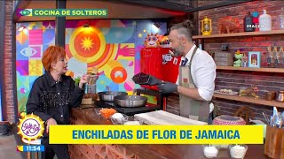 ¡Talina Fernández acompaña a Charlie a preparar enchiladas de flor de jamaica! | Sale el Sol