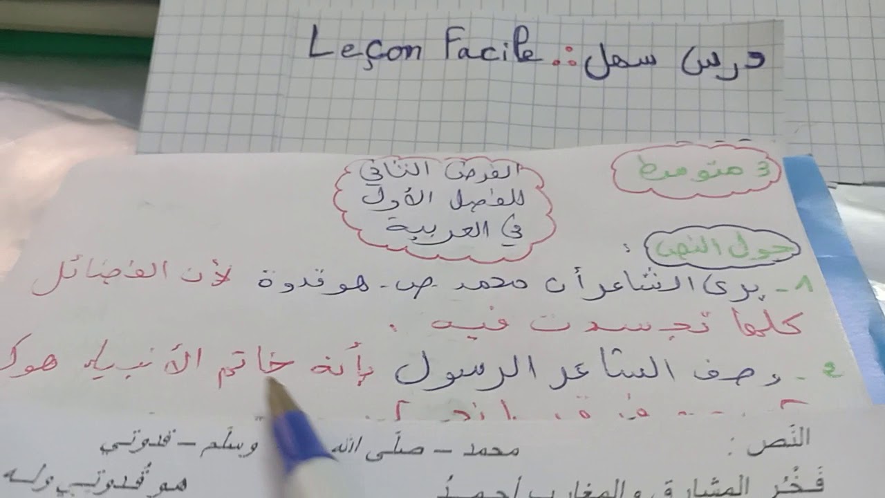 الفرض  الثاني  للفصل  الاول اللغة  العربية  للسنة  3  متوسط