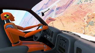 Cars with Dummy Jumping Off Cliff Car Crashes- BeamNG.Drive Ragdolls (Cars vs Cliff)