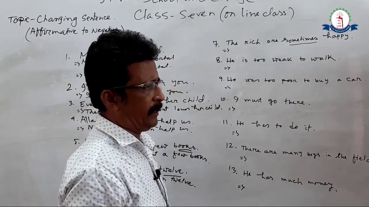 Class 7 English Topic Changing Sentence YouTube