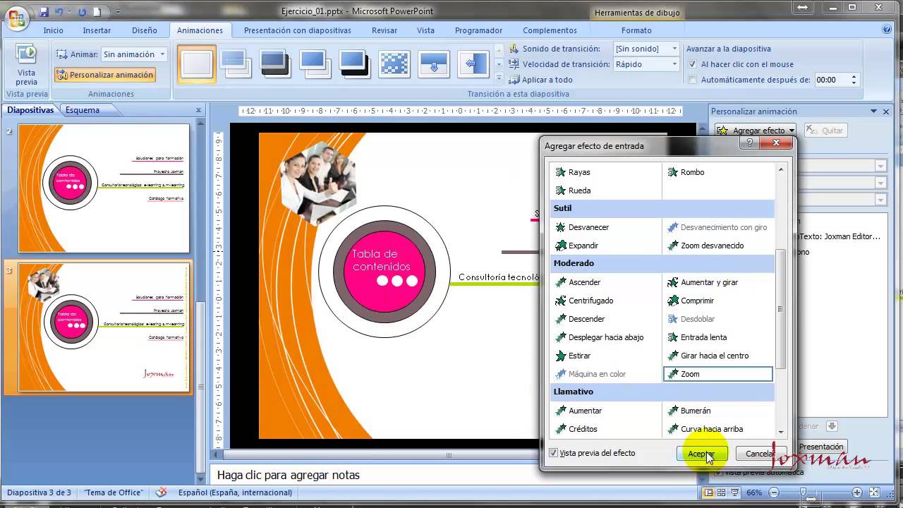 PowerPoint 2007: Ejercicio 4: Animaciones de objetos - YouTube
