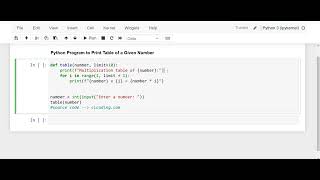 Day 27 : Python Program to Print Table of a Given Number
