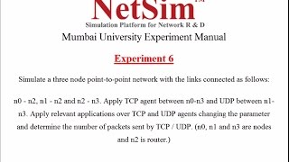 Mumbai University Network Lab Exp 6: Determine packets sent in TCP/UDP network using NetSim