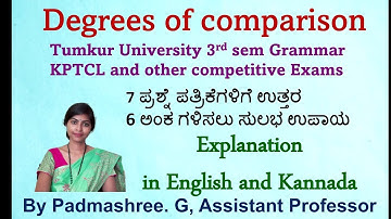 English Grammar - Degrees  of comparison/solved question papers from Tumkur University