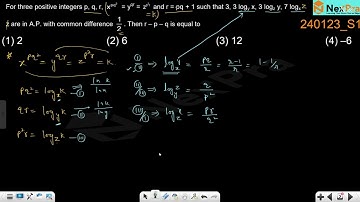 For three integers p,q,r if x^(pq²)=y^(qr)=z^(p²r) and r=pq+1 then r–p–q=? (AP & logs problem)