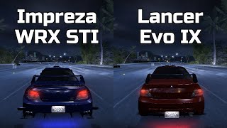 Subaru Impreza WRX STI vs Mitsubishi Lancer Evolution IX - Need for Speed Carbon (Drag Race)