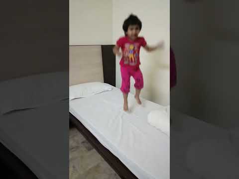 Little girl enjoying jumping on the bed | Jumping on the bed | #jumping #inhousetrampoline #jump