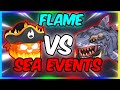 Flame vs sea events  blox fruits