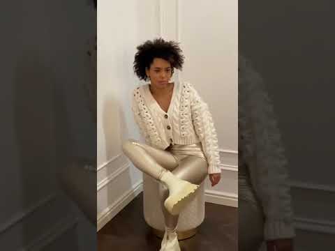 Кожаные утепленные леггинсы