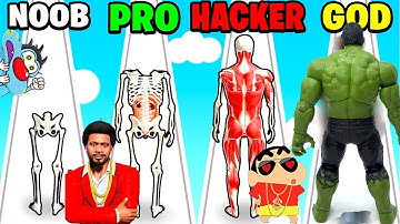 Franklin And Shinchan NOOB vs PRO vs HACKER In Human Run | With Oggy And Jack