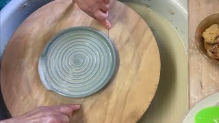 Wheel Throwing & Coloring a Spoon Rest: Swirl Style with Gray-Green Slip!