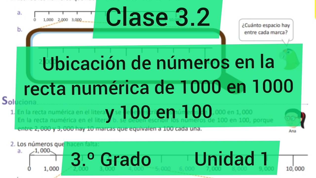 Ubicación de números en la recta numérica de 1000 en 1000 y 100 en 100
