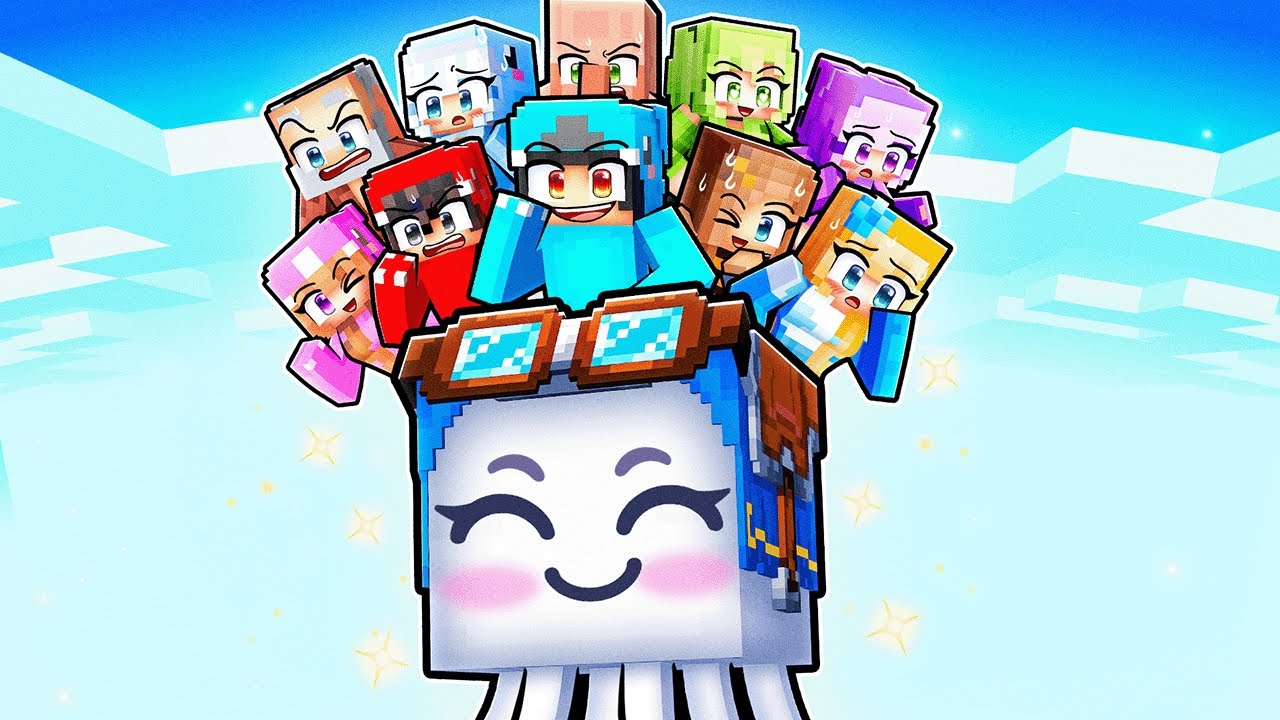 10 Friends on One HAPPY GHAST Block in Minecraft! - YouTube