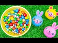 Color Satisfying Video | Rainbow Mixing Candy ASMR with Magic Skittles Slime & Squishy Animals