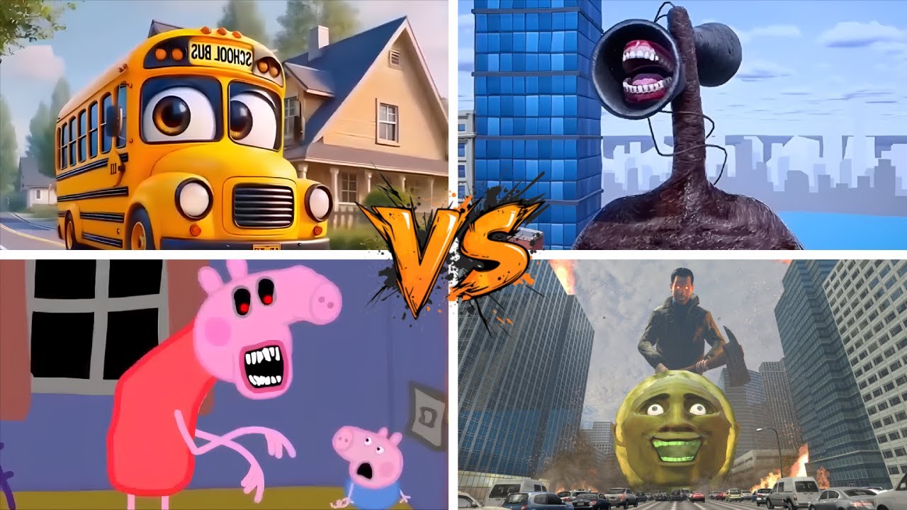 SCHOOL BUS🆚PEPPA PIG.EXE🆚LIN GANG MELON🆚SIREN HEAD | Tiles Hop Edm Rush!