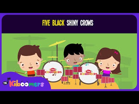 Five Black Shiny Crows Song for Kids | Scarecrow Songs and Fingerplays | The Kiboomers Instructional Video