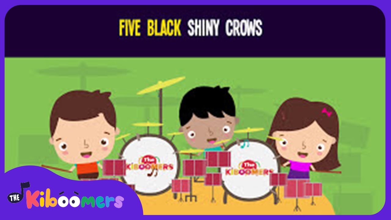 Five Black Shiny Crows Lyric Video - The Kiboomers Preschool Songs & Nursery Rhymes for Kids