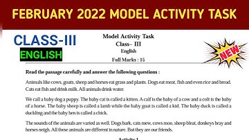 Class 3 English model activity task february 2022.. model activity task English class-3