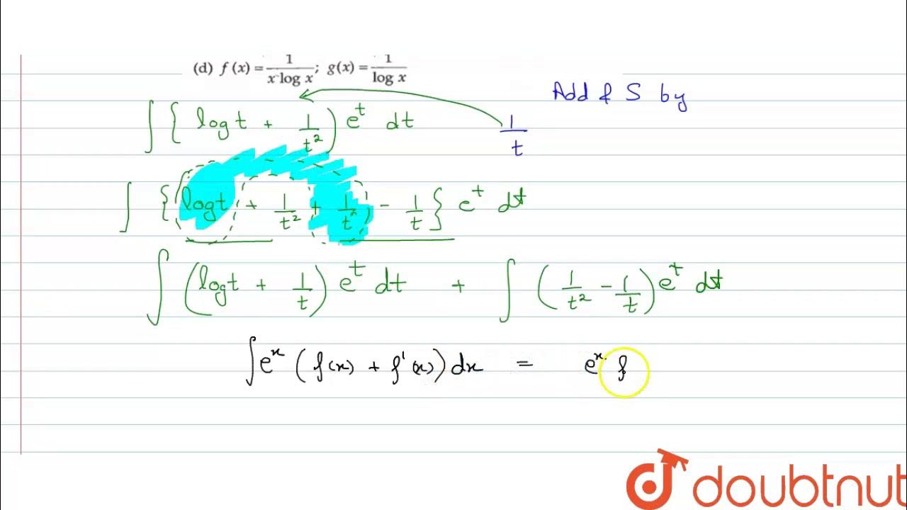 `int{log(logx)+(1)/((logx)^(2))}dx=x {f (x)-g(x)}+C`, then - YouTube