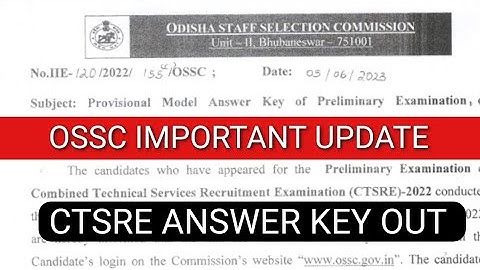 OSSC Important Update// OSSC Combined Technical Service Official Answer Out// OSSC CTSRE Answer Key