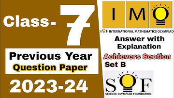IMO Class 7 Previous Year Question Paper 2023-24 International Mathematics Olympiad / IMO Olympiad