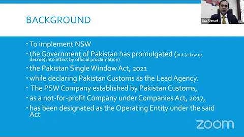 Webinar on Introduction to Pakistan Single Window (PSW) by Mr. Ijaz Ahmed - PIPFA