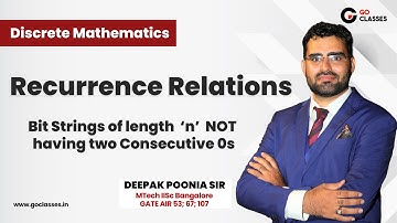 Example 1 | Recurrence Relation for Bit Strings of length n NOT having two Consecutive 0s | Deepak