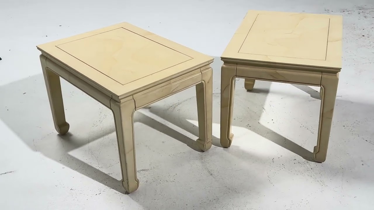 Henredon Mid Century Goatskin Side Tables - Pair