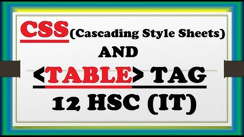 CH-1 Web publishing ICascading Style Sheets(CSS) And Table TAG  IClass 12 HSC I jai commerce