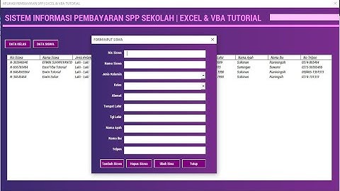 APLIKASI PEMBAYARAN SPP SEKOLAH | PART 1 | EXCEL & VBA TUTORIAL