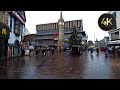 Leicester january 2023 city walking tour during a rainy day 4k u.