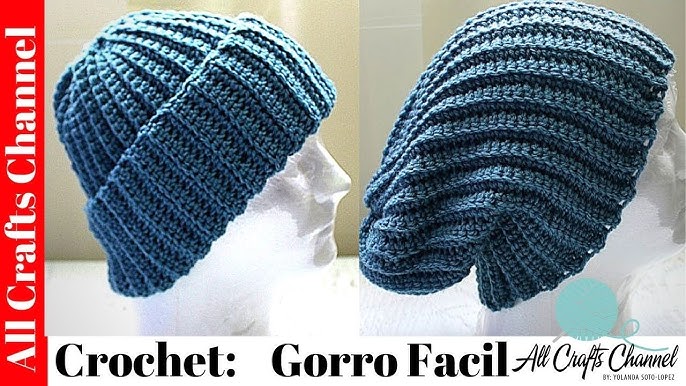 GORRO Invierno a #crochet o ganchillo para hombre - tutorial paso a paso  - Moda a Crochet 