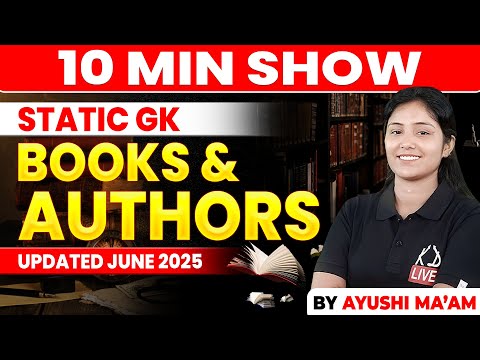 STATIC GK | SSC EXAMS | BOOKS AND AUTHORS | 10 MIN SHOW | BY AYUSHI MA'AM