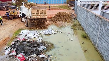 First Start Amazing PROJECT!! LANDFILL Delete Flooded Area Deep Land By Strong Dozer & 5Ton Truck.
