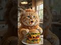 【大食い】ライオン着ぐるみの猫、巨大チーズバーガーに豪快にかぶりつくｗｗｗ #Shorts #猫 #AI動画