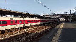 【７両編成のやくも号】３８１系特急やくも５号出雲市行発車（倉敷駅４番のりば）【１番後ろの車両元くろしお編成】