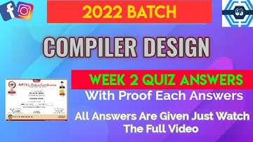 Compiler Design | Week 2 Answers 2022 | NPTEL | SWAYAM |