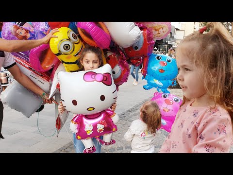 Maya Kendine 3 Tane Uçan Balon Aldı - 1 Tanesi Elinden Kaçtı - Elsa Hello Kitty Heidi Niloya Pepee