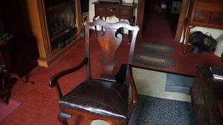 Queen Anne, walnut transitional chair with some Chippendale style elements. Chippendale furniture was in full use by 1755. 