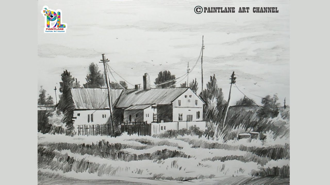 house easy landscape color pencil drawing house easy landscape color pencil drawing