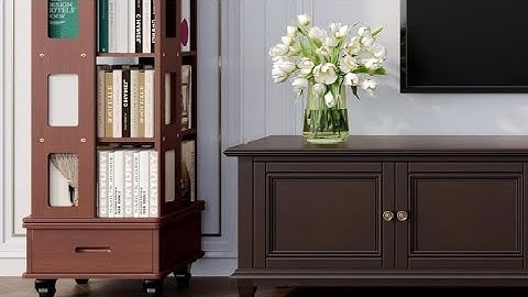 JIAWORLDER Solid Wood Rotating Bookshelf Tower on Wheels, 5 Tier Spinning Bookcase w/ Drawer Review