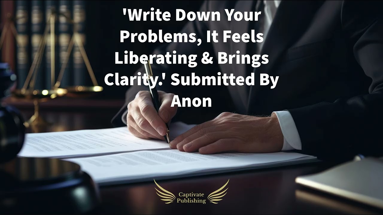 'Write Down Your Problems, It Feels Liberating & Brings Clarity.' Submitted By Anon