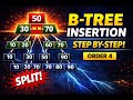 B-Tree Insertion (Order 4) | Step-by-Step with Double Overflow
