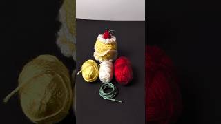 the Yarn vs final product (crochet mini cake) #explorepage #crochet #crochetcake