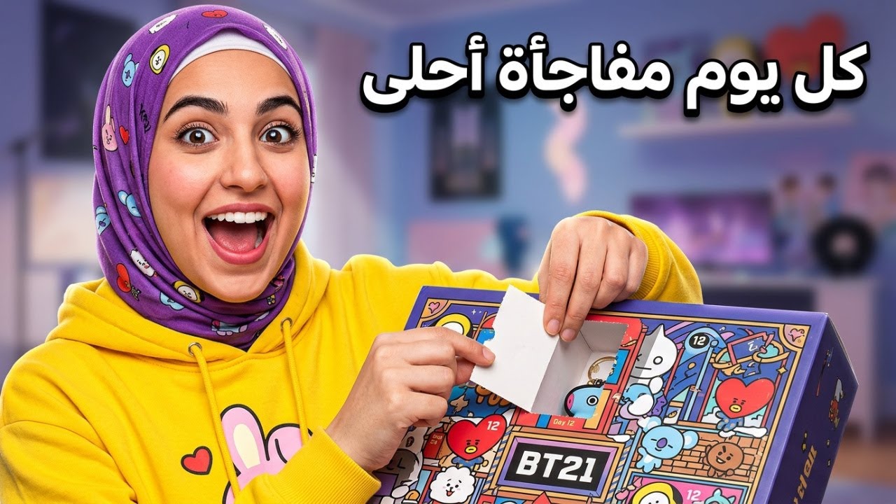 فتحنا ادفنت كاليندر BT21 🎁 كل يوم مفاجأة أحلى من الثانية! 💜