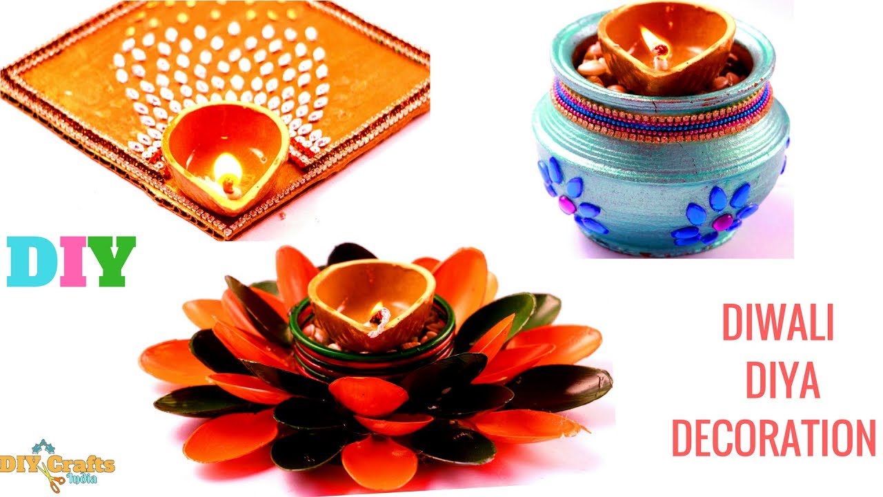 3 Easy Diya Decoration Ideas for Diwali Wastes Craft DIYCrafts