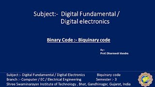 Digital Electronics : Binary code - Biquinary Code