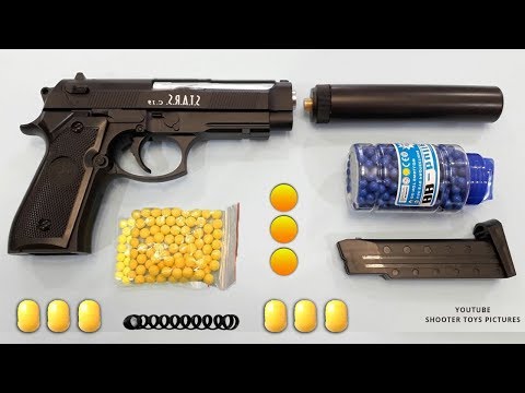 Realistic Beretta Toy Gun | Yellow Plastic Ball Bullet Airsoft BB Gun | Italian Military Toys