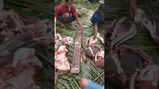 cara memotong babi saat merayakan tahun baru🤝🙏