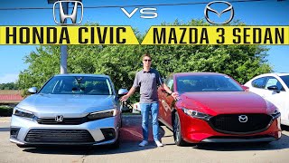 BATTLE OF THE BEST! -- 2022 Honda Civic vs. Mazda 3: Comparison